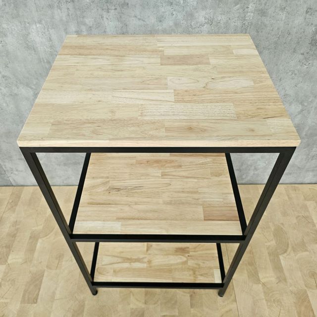 Kệ 3 tầng 60x50x100cm gỗ cao su khung sắt KB68098