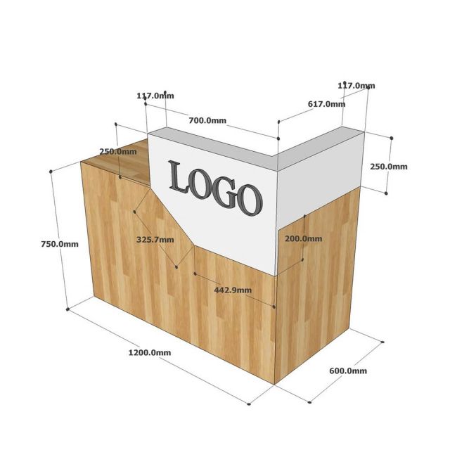 Quầy lễ tân 120x60x90cm gỗ cao su BLT68031