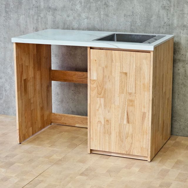 Tủ để máy rửa chén 114x65x86.5cm gỗ cao su mặt đá KMRC004