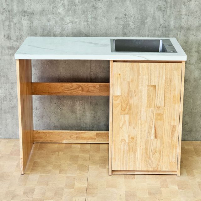 Tủ để máy rửa chén 114x65x86.5cm gỗ cao su mặt đá KMRC004