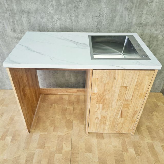 Tủ để máy rửa chén 114x65x86.5cm gỗ cao su mặt đá KMRC004