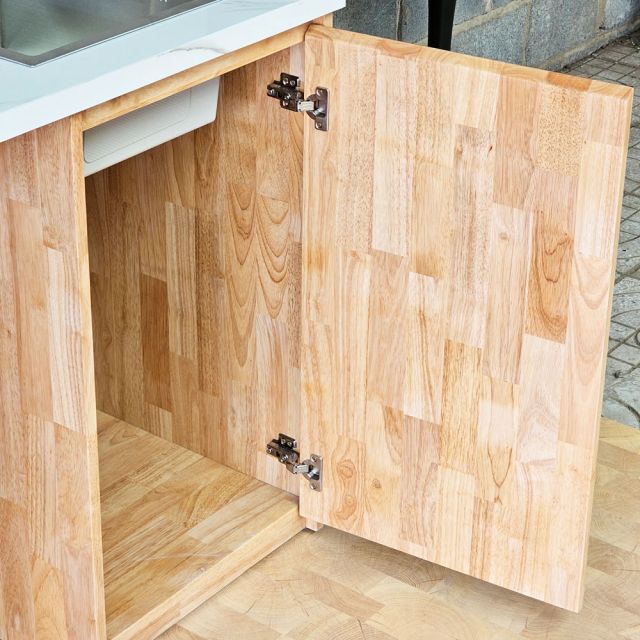 Tủ để máy rửa chén 114x65x86.5cm gỗ cao su mặt đá KMRC004