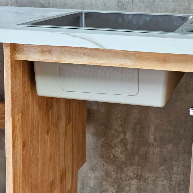 Tủ để máy rửa chén 114x65x86.5cm gỗ cao su mặt đá KMRC004