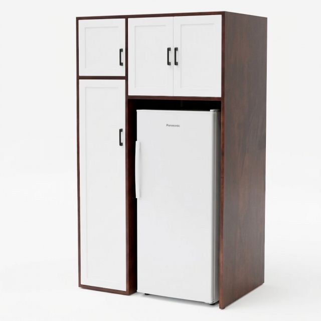 Tủ để tủ lạnh 100x66x170cm gỗ cao su KTLA007