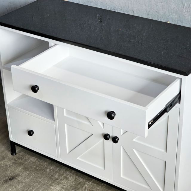 Bàn đảo bếp 104x41x80cm gỗ cao su mặt đá KISL011