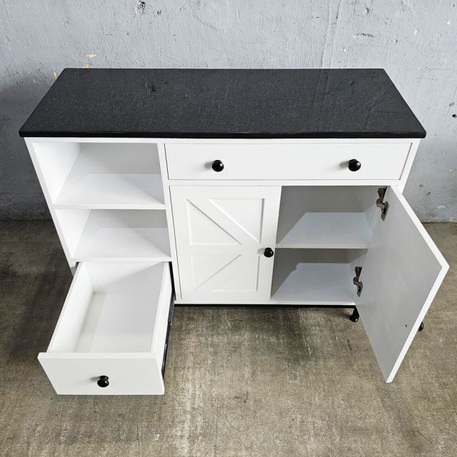 Bàn đảo bếp 104x41x80cm gỗ cao su mặt đá KISL011