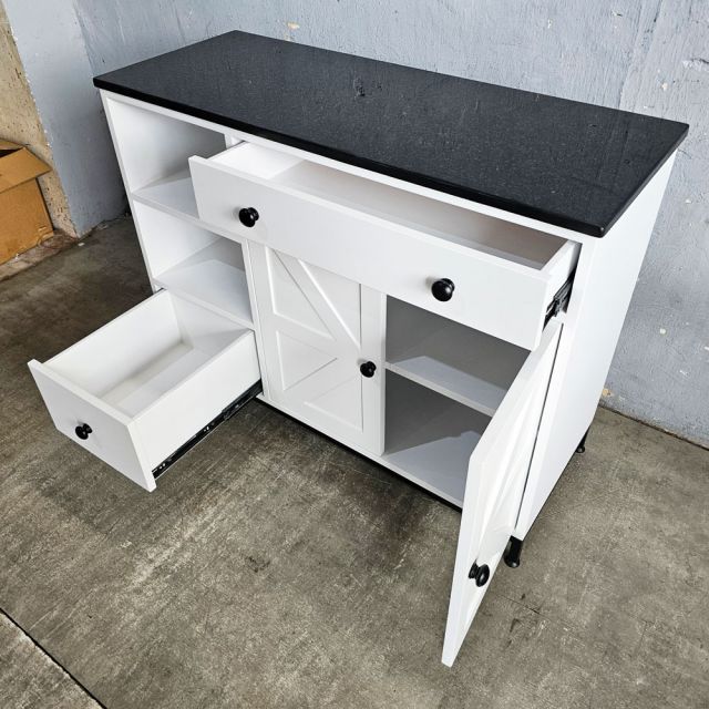 Bàn đảo bếp 104x41x80cm gỗ cao su mặt đá KISL011