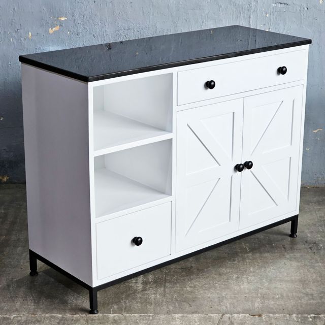 Bàn đảo bếp 104x41x80cm gỗ cao su mặt đá KISL011