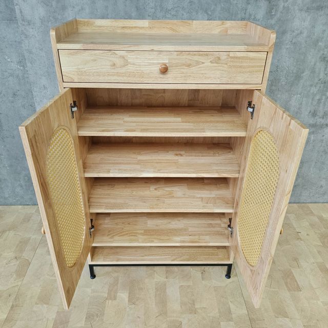 Tủ giày lưới mắt cáo 80x35x130cm gỗ cao su KG68102