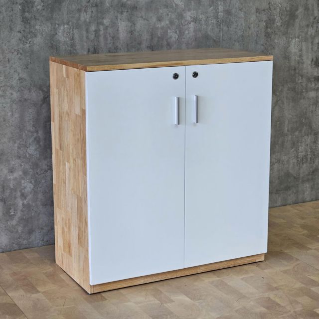 Tủ hồ sơ 2 tầng cửa mở gỗ cao su 80x40x87cm THS68023
