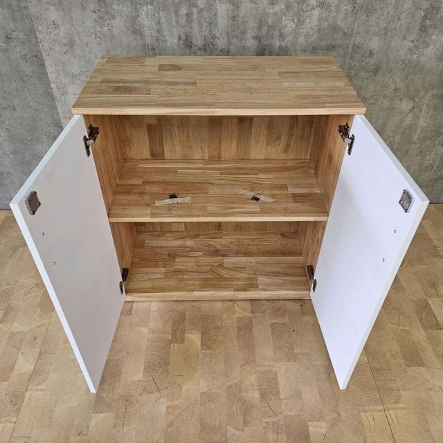 Tủ hồ sơ 2 tầng cửa mở gỗ cao su 80x40x87cm THS68023