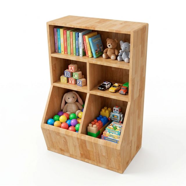 Kệ cho trẻ em 60x35x92cm gỗ cao su TREM021