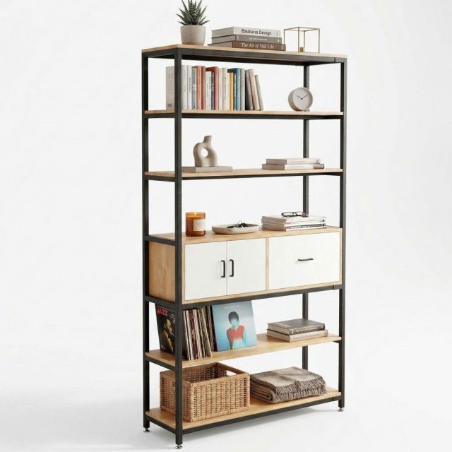 Kệ trang trí 100x35x200cm gỗ cao su KTT68075