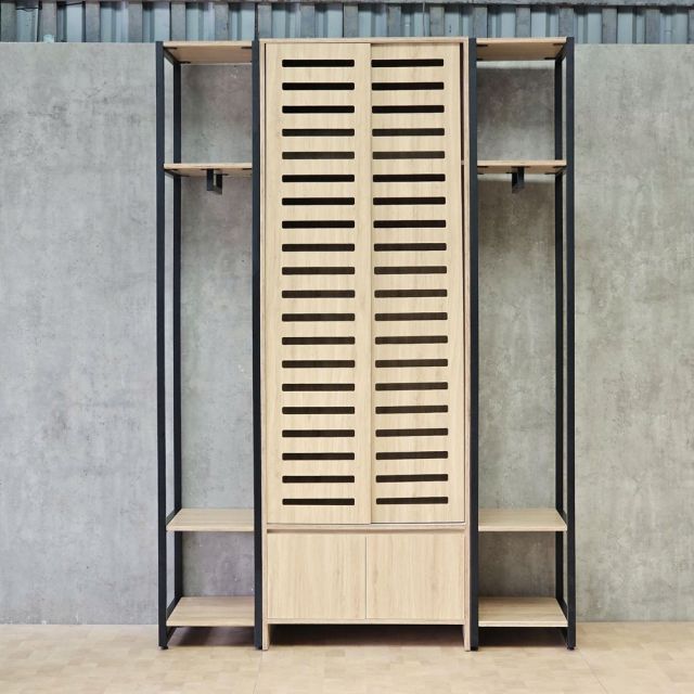 Tủ kệ quần áo 160x55x235cm gỗ plywood khung sắt TQA68093