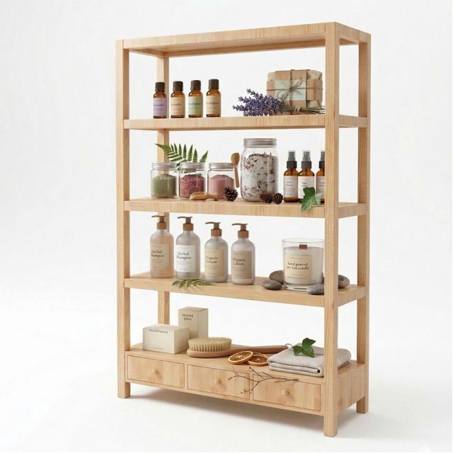 Kệ mỹ phẩm thiên nhiên 110x38x165cm gỗ thông KTB68268