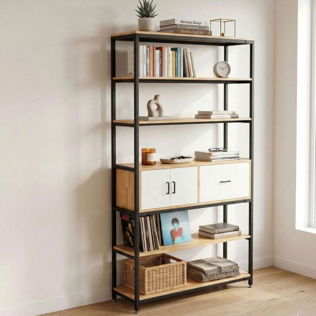 Kệ trang trí 100x35x200cm gỗ cao su KTT68075