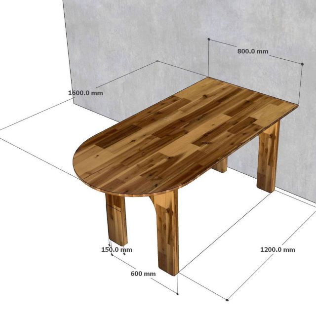 Bàn ăn áp tường 160x80cm gỗ tràm BA68312