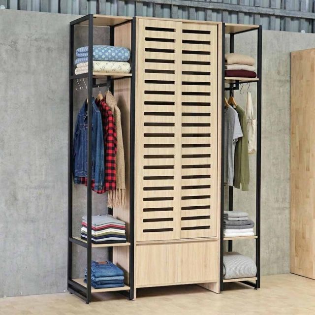 Tủ kệ quần áo 160x55x235cm gỗ plywood khung sắt TQA68093