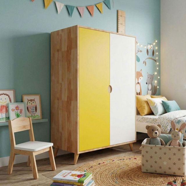 Tủ quần áo trẻ em 80x45x120cm gỗ cao su TREM006