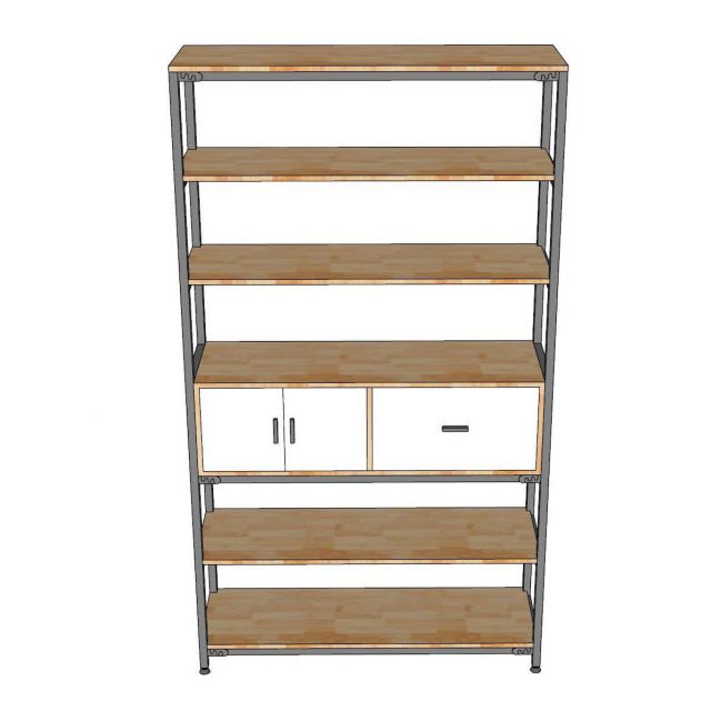 Kệ trang trí 100x35x200cm gỗ cao su KTT68075