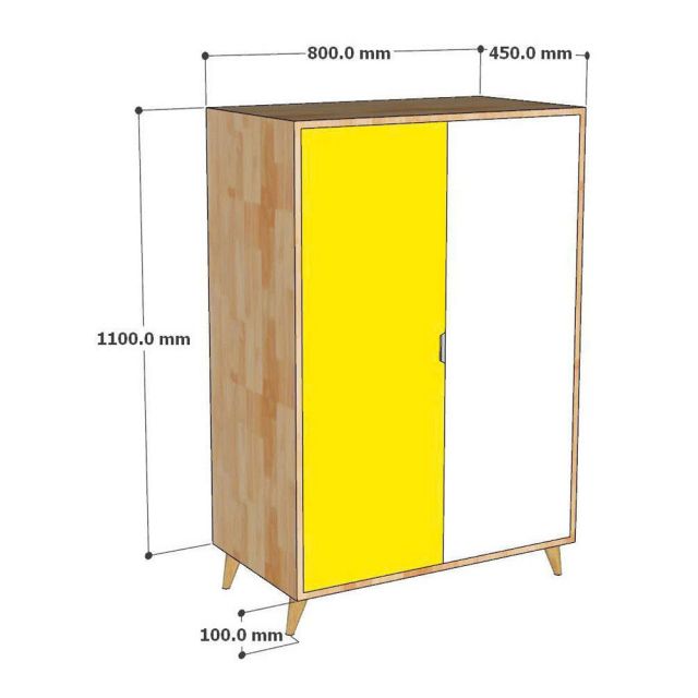 Tủ quần áo trẻ em 80x45x120cm gỗ cao su TREM006