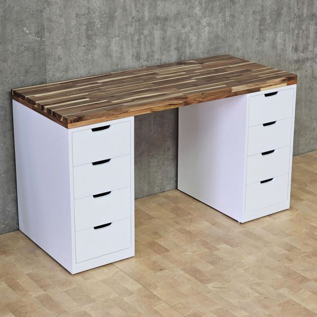 Bàn làm việc chân tủ 140x60cm gỗ tự nhiên BD68182