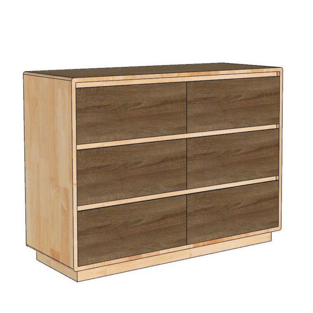 Tủ 6 hộc kéo 100x40x75cm  gỗ cao su phối cửa plywood KTB68269