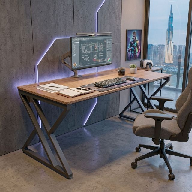 Bàn làm việc có hộp điện 180x80cm gỗ plywood ZD042