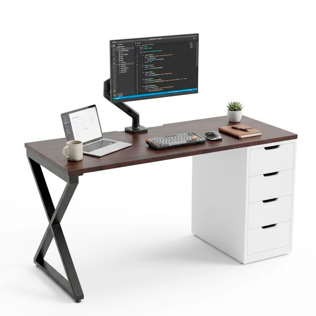 Bàn gác tủ chân chữ X 140x60cm gỗ tự nhiên BD68181