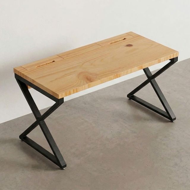 Bàn làm việc có hộp điện 140x70cm gỗ thông HBXC065