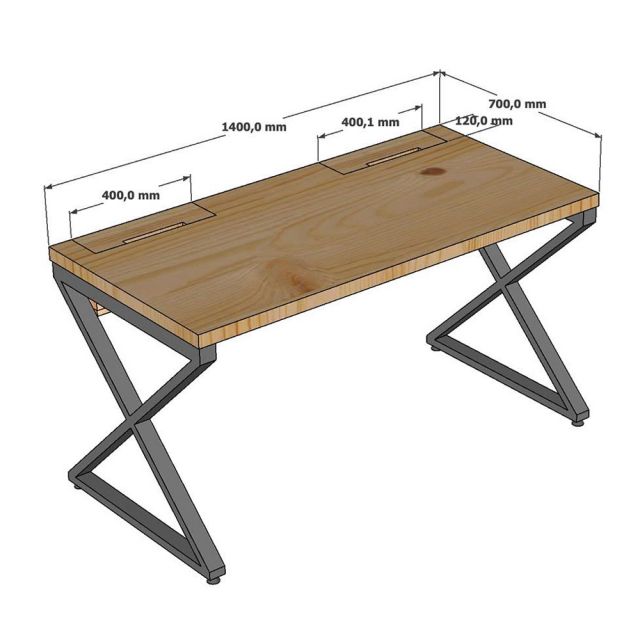 Bàn làm việc có hộp điện 140x70cm gỗ thông HBXC065