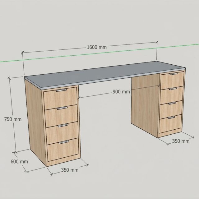 Bàn làm việc gác tủ 160x60cm gỗ cao su BD68180