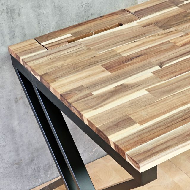 Bàn làm việc có hộp điện 200x80cm gỗ tràm GD68118