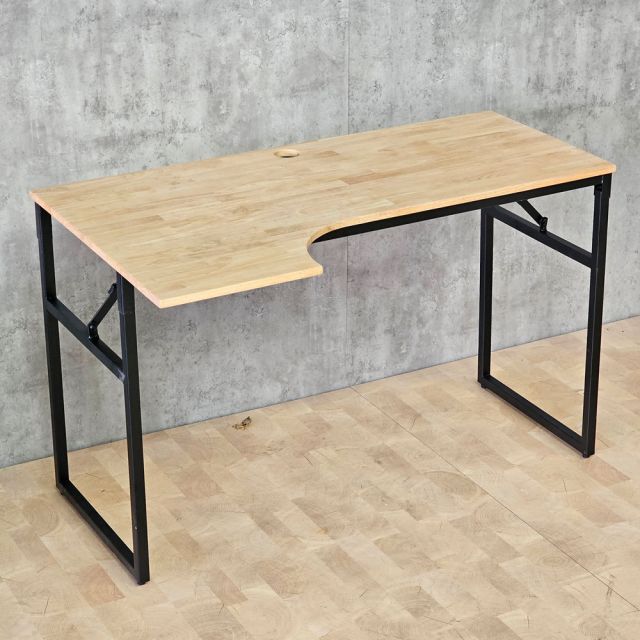 Bàn góc L chân gấp gọn 120x70cm gỗ cao su CD68049