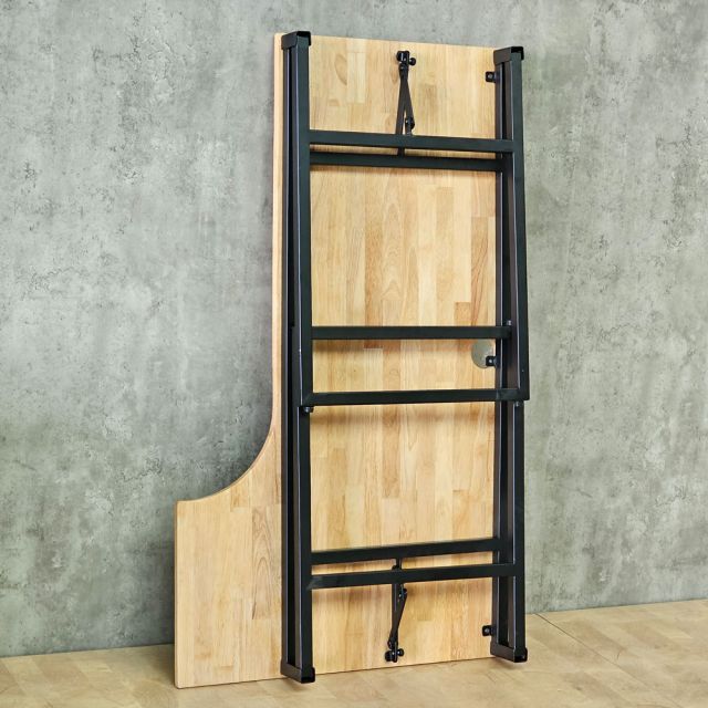 Bàn góc L chân gấp gọn 120x70cm gỗ cao su CD68049