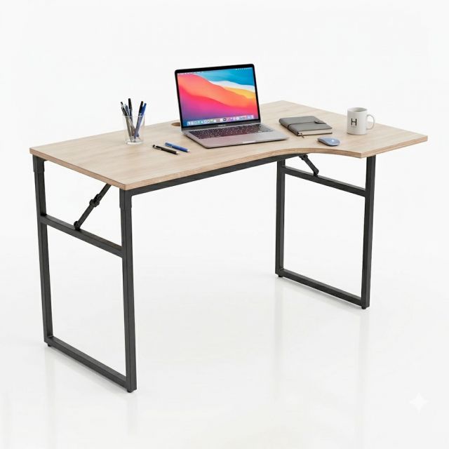 Bàn góc L chân gấp gọn 120x70cm gỗ plywood CD68050