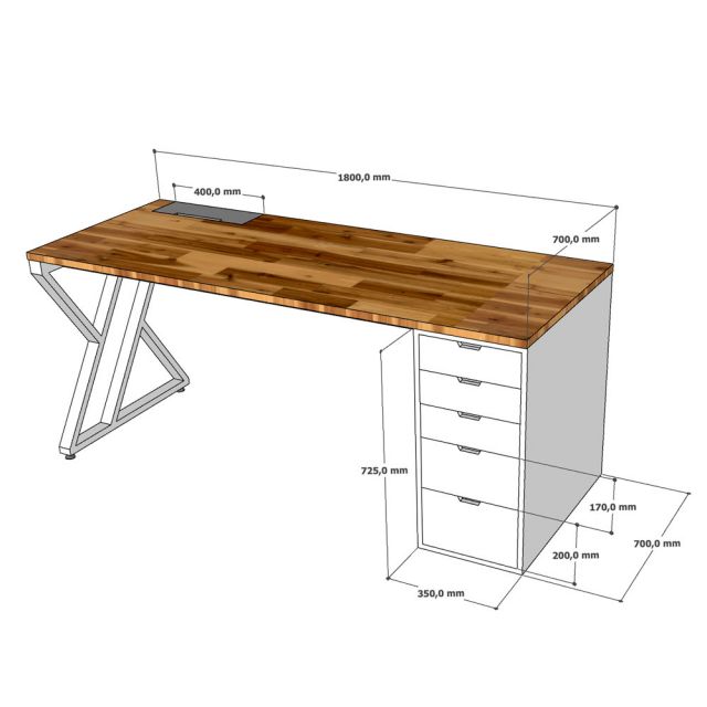 Bàn gác chân tủ 180x70cm gỗ tự nhiên BD68179