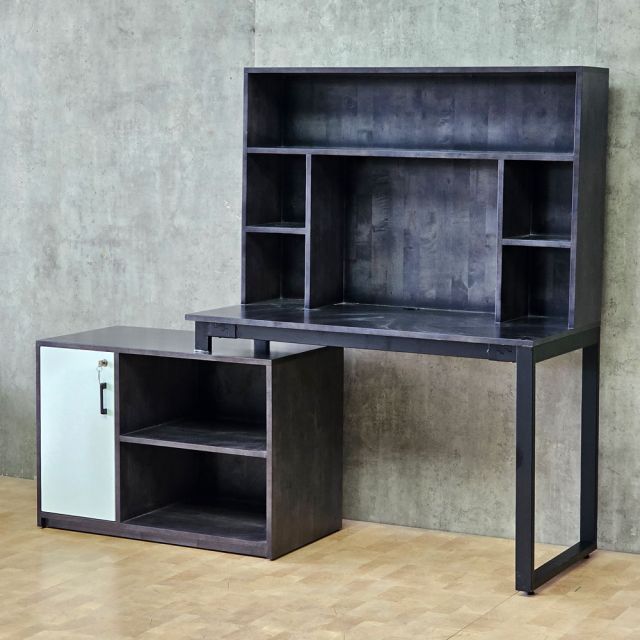 Bàn làm việc gác tủ 180x60x158cm gỗ cao su BD68185