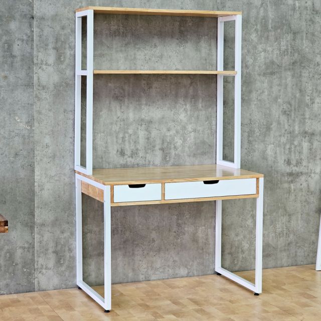 Bàn học liền kệ sách 100x60x170cm gỗ cao su FD68091