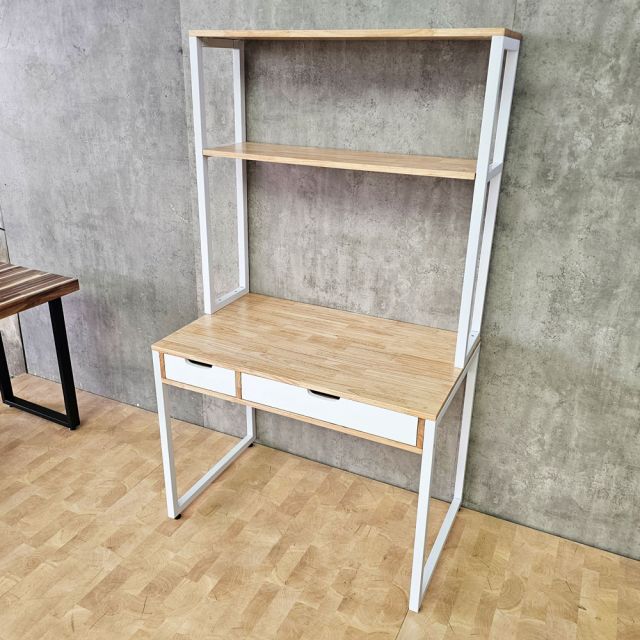 Bàn học liền kệ sách 100x60x170cm gỗ cao su FD68091