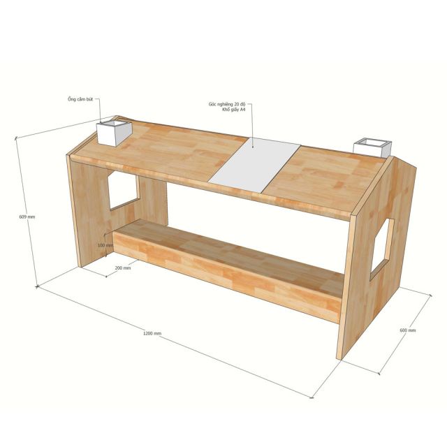 Bàn vẽ tranh cho trẻ em gỗ cao su TREM003