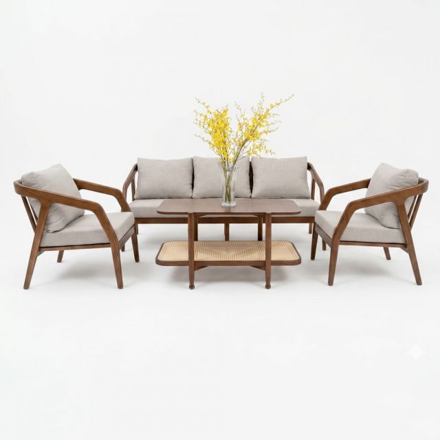 Combo bàn ghế sofa gỗ KANA CBSF68075