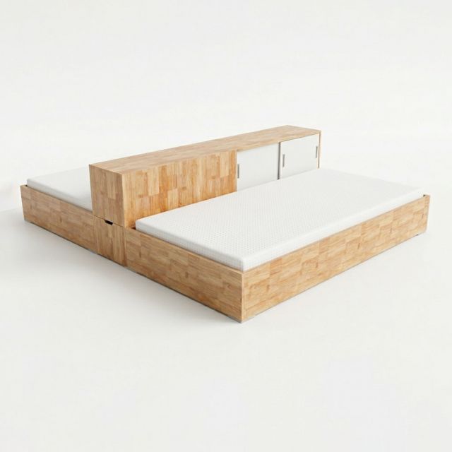 Giường ngủ đôi 245x204x63cm gỗ cao su GN68065