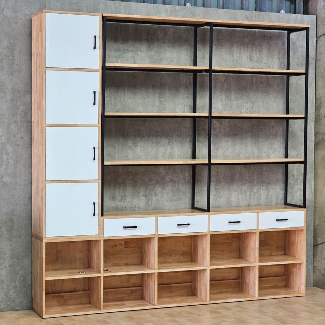 Kệ trang trí gỗ cao su 225x32x225cm gỗ cao su KTT68074