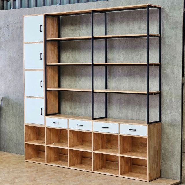 Kệ trang trí gỗ cao su 225x32x225cm gỗ cao su KTT68074