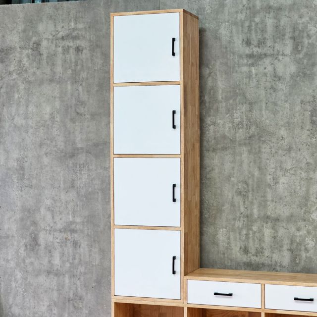 Hệ tủ kệ trang trí 225x32x225cm gỗ cao su KTT68077