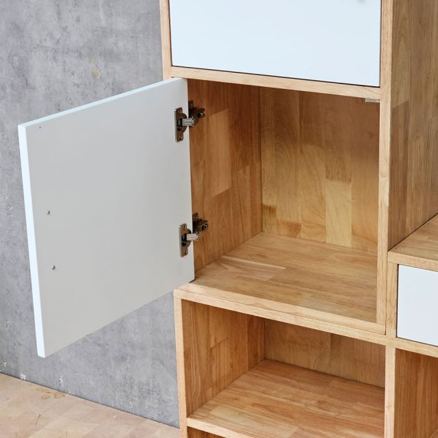 Hệ tủ kệ trang trí 225x32x225cm gỗ cao su KTT68077