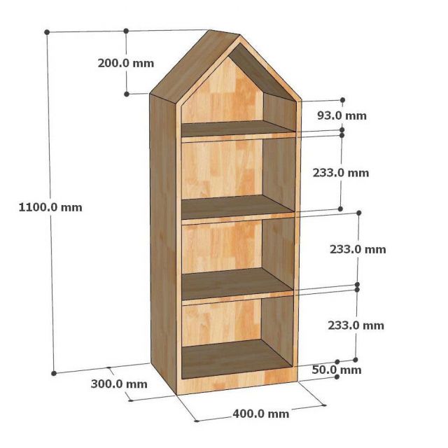 Kệ sách cho bé 40x30x110cm gỗ cao su TREM009