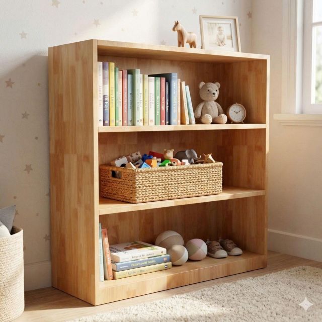 Kệ sách cho bé 80x30x80cm gỗ cao su TREM010