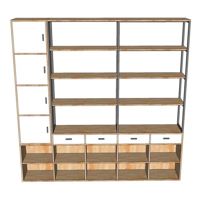 Kệ trang trí gỗ cao su 225x32x225cm gỗ cao su KTT68074